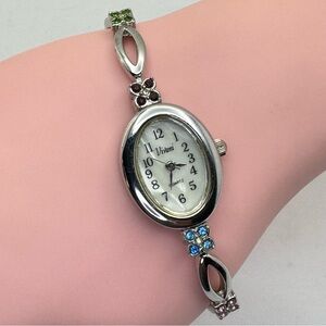 Vintage Vivani Crystal Accent Bracelet Watch Quartz New Battery Working